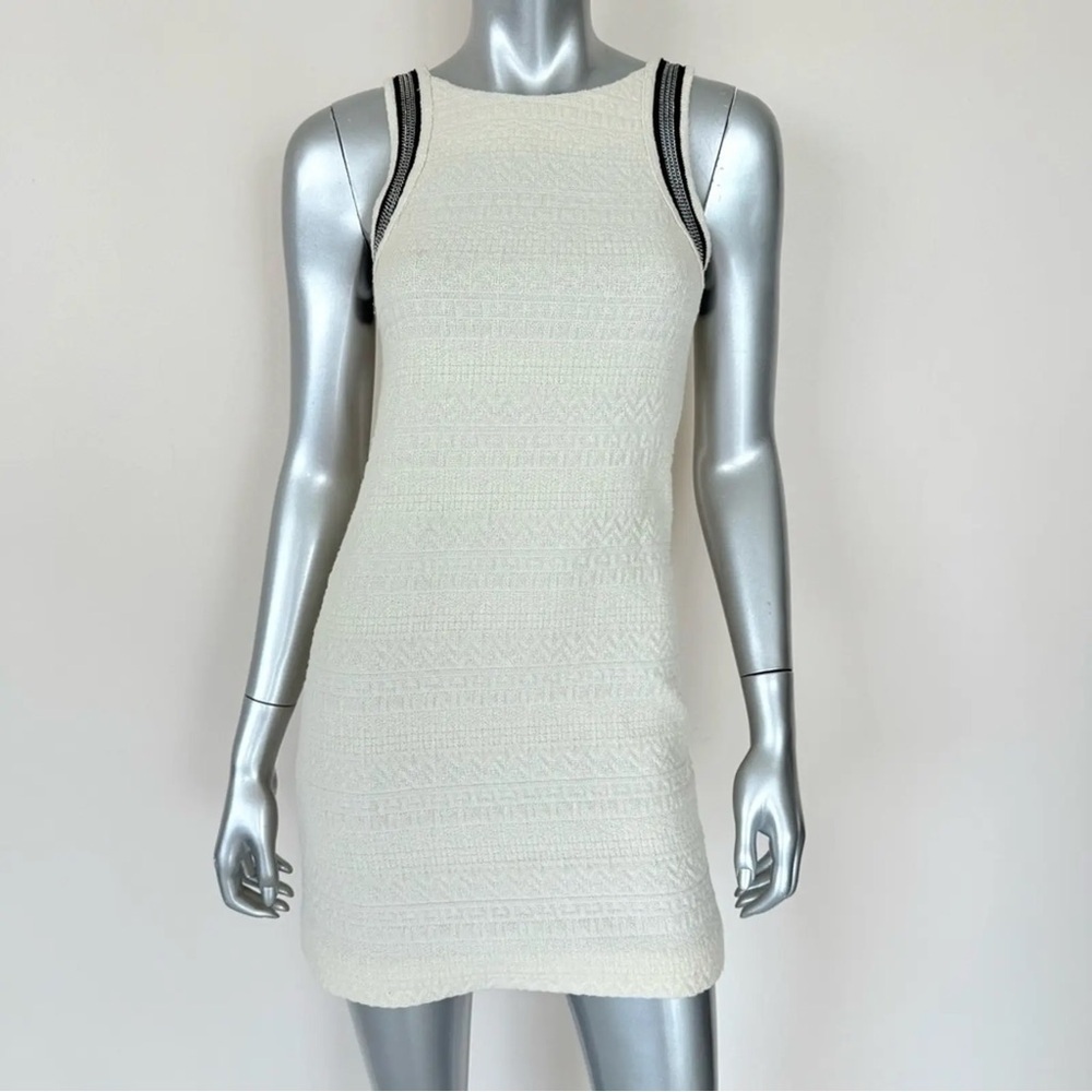 NWT! The Kooples Cream Sleeveless Dress with Black Trim, Size 0 (US XS)